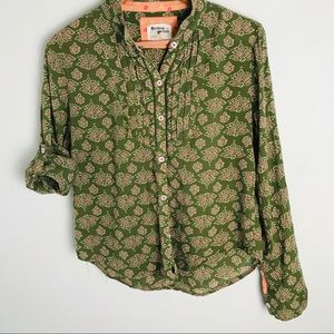 🌙Holding horses roll tab long sleeve collared top